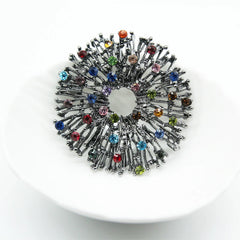 Alloy Rainbow Starburst Brooch Pin with Multicolor Rhinestones