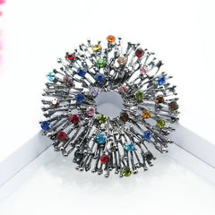 Alloy Rainbow Starburst Brooch Pin with Multicolor Rhinestones