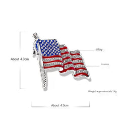 American Flag Rhinestone Brooch Pin