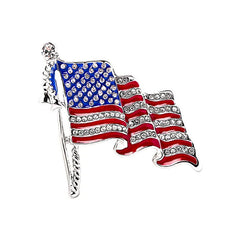 American Flag Rhinestone Brooch Pin