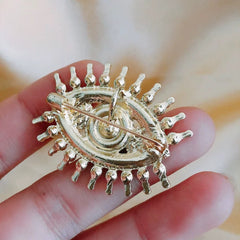 Alloy Evil Eye Brooch – Colorful Crystal &amp; Bead Statement Pin