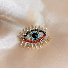 Alloy Evil Eye Brooch – Colorful Crystal &amp; Bead Statement Pin