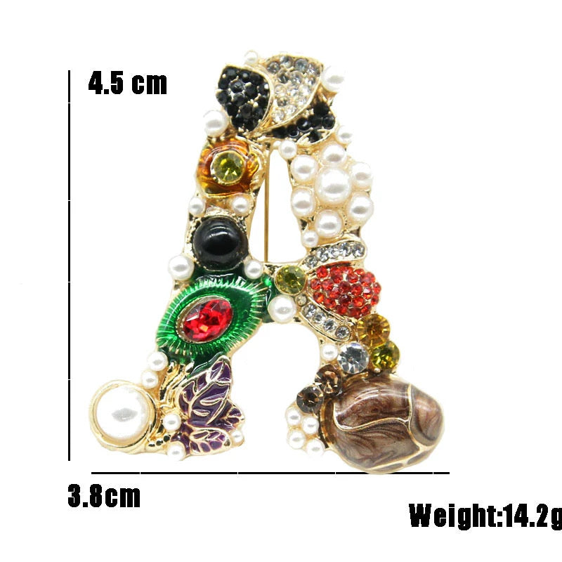 &nbsp;Vintage Rhinestone &amp; Pearl Monogram Pin