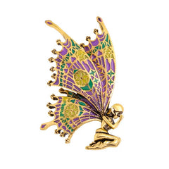 Enamel Fairy Butterfly Wings Brooch – Gold Alloy