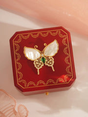 Elegant Butterfly Brooch – of-Pearl Wings and Crystal Accents