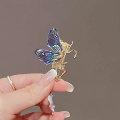 Sparkling Fairy Brooch – Glitter Dress &amp; Iridescent Wings Pin