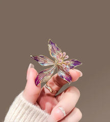 Purple Enamel Lily Flower Brooch – Sparkling Crystal Floral Pin
