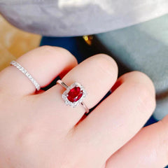 Elegant Alloy Ring with Red Zircon Center Stone&nbsp;