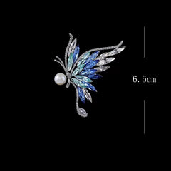Elegant Gradient Butterfly Brooch with Pearl