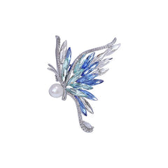 Elegant Gradient Butterfly Brooch with Pearl