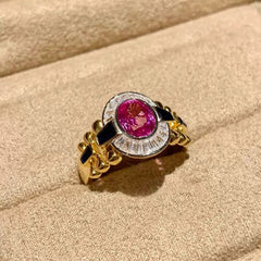 Elegant Pink Zircon Alloy Ring – Vintage Inspired Statement Jewelry