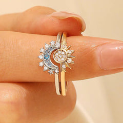 Sun & Moon Zircon Ring Set